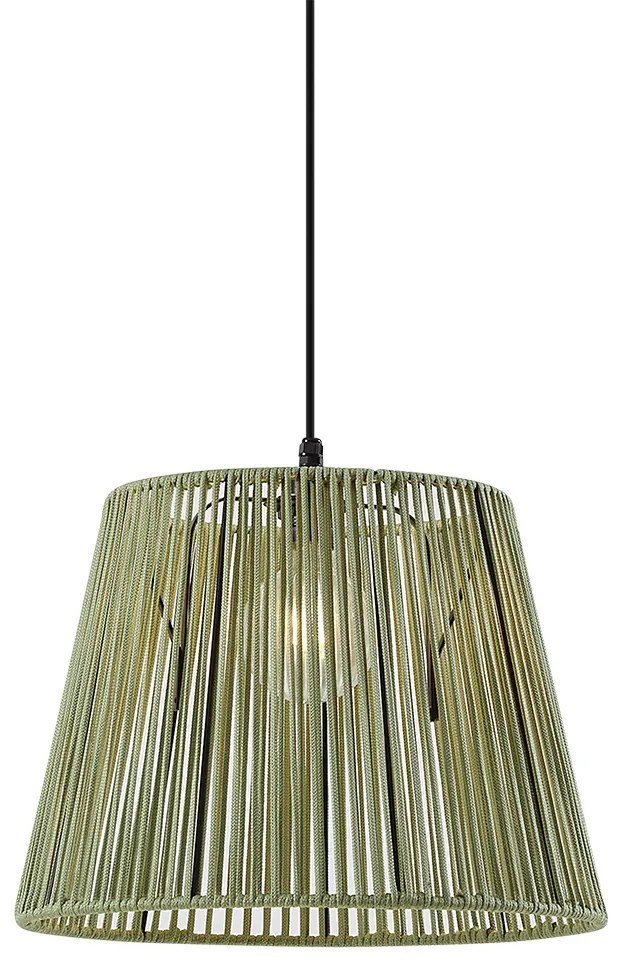 Candeeiro suspenso de exterior preto com abajur de corda verde IP44 - Cava Japandi