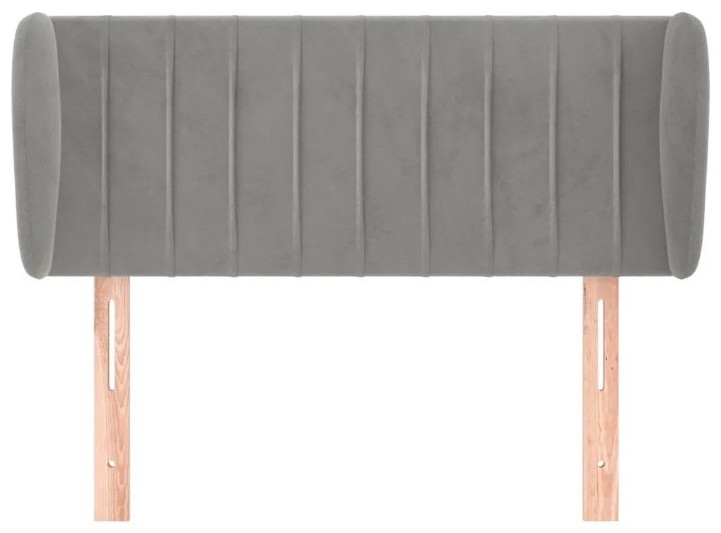 Cabeceira de cama c/ abas veludo 83x23x78/88 cm cinzento-claro