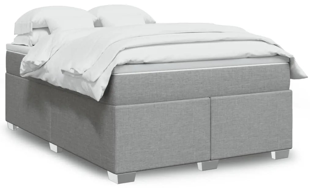 vidaXL Cama com molas/colchão 160x200 cm tecido cinzento-claro