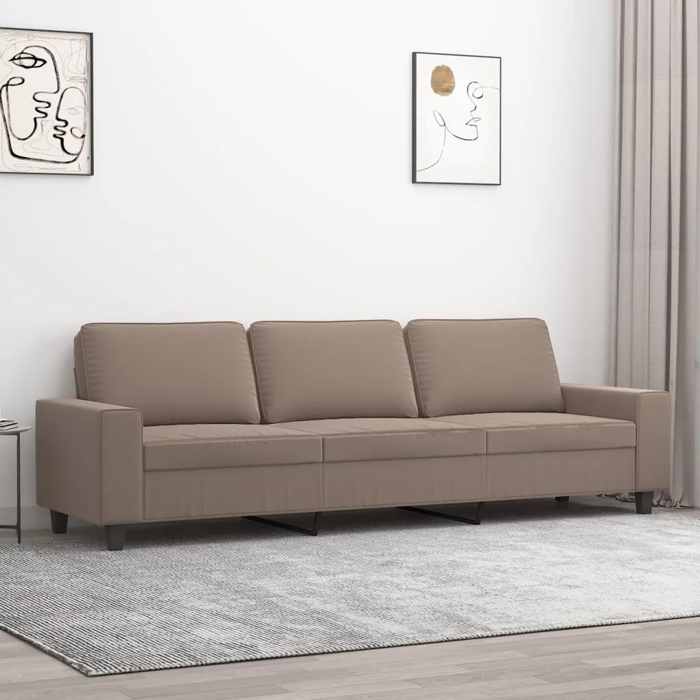 vidaXL Sofá de 3 lugares 210 cm tecido de microfibra cinza-acastanhado
