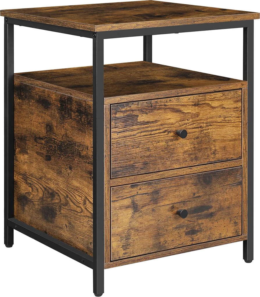 Mesa de cabeceira / mesa apoio 45 x 45 x 60 cm castanho vintage-preto