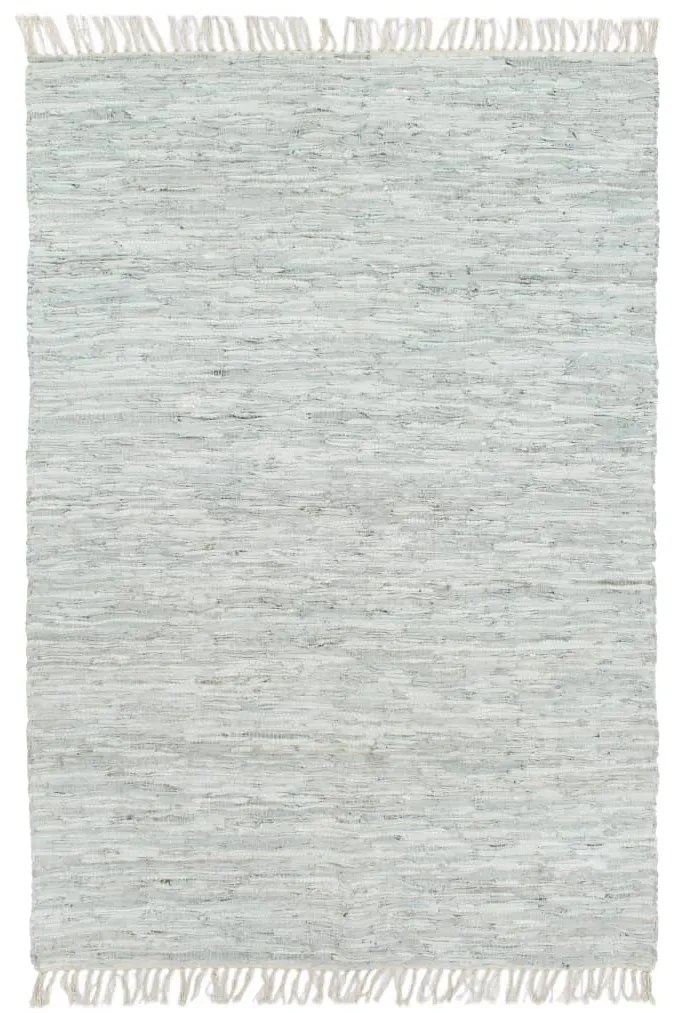 vidaXL Tapete chindi tecido à mão couro 190x280 cm cinzento-claro