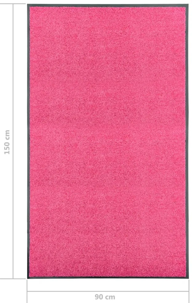 Tapete de porta lavável 90x150 cm rosa