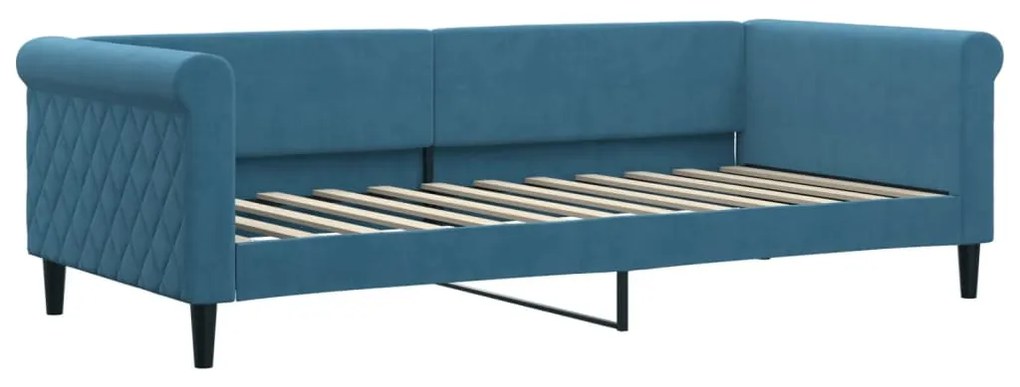 Sofá-cama com colchão 90x200 cm veludo azul