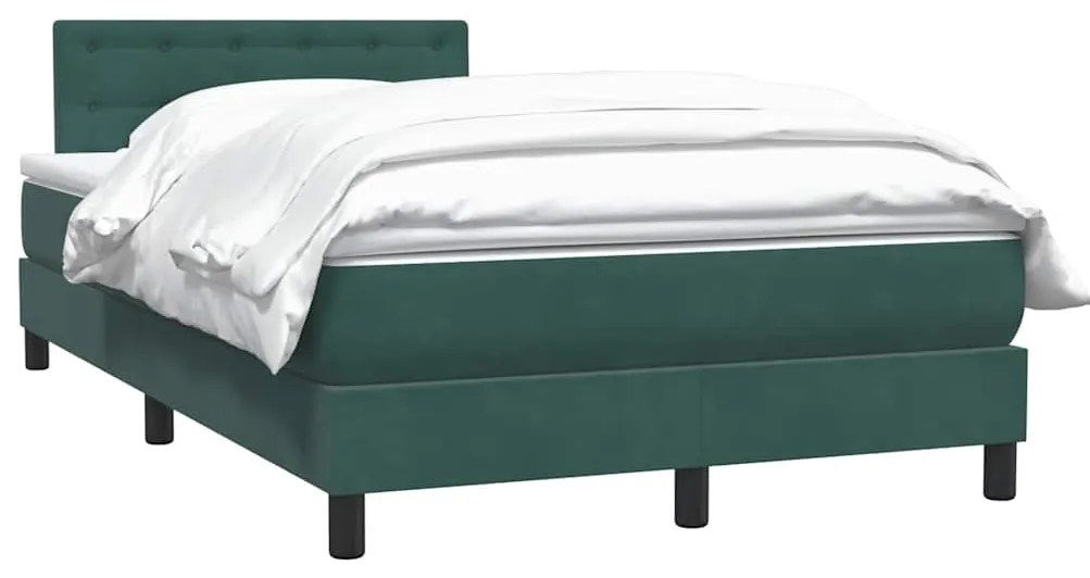 Cama boxspring com colchão 120x210 cm veludo verde-escuro