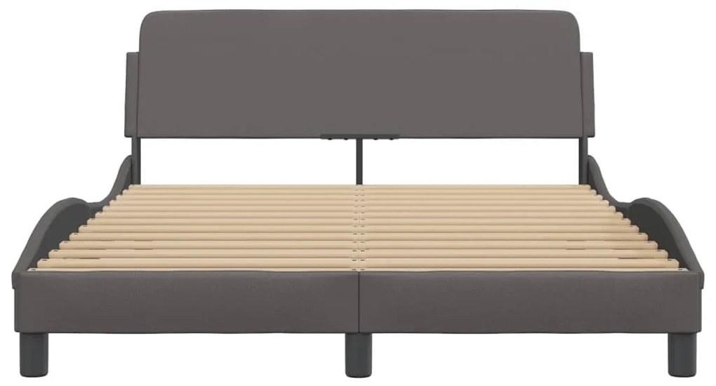 Estrutura cama c/ cabeceira 120x200cm couro artificial cinzento