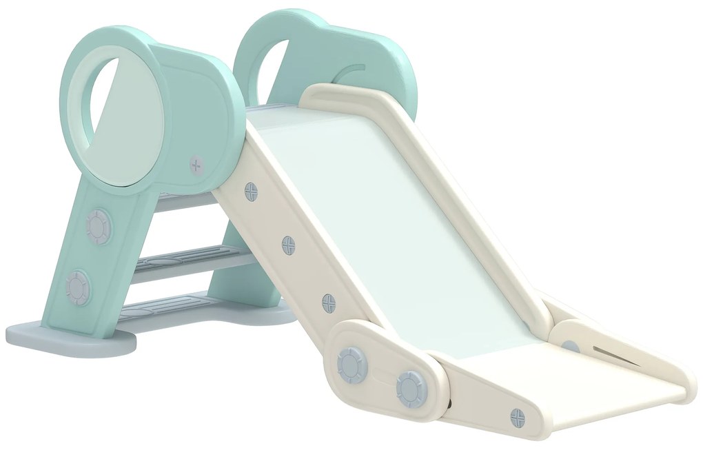 AIYAPLAY Escorrega para Crianças Dobrável com 3 Degraus Antiderrapantes para Interior Carga Máxima 30 kg 120x53x53 cm Verde Claro | Aosom Portugal