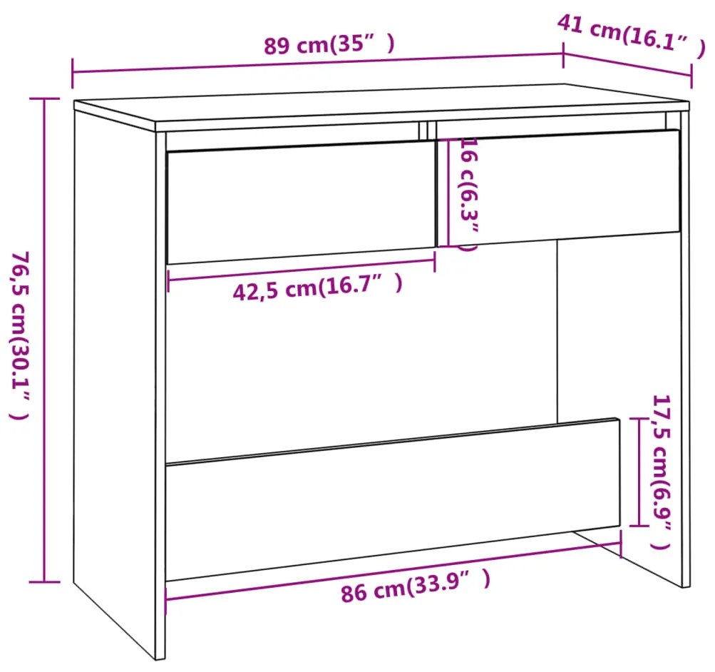 Mesa consola 89x41x76,5cm derivados de madeira cinzento-cimento