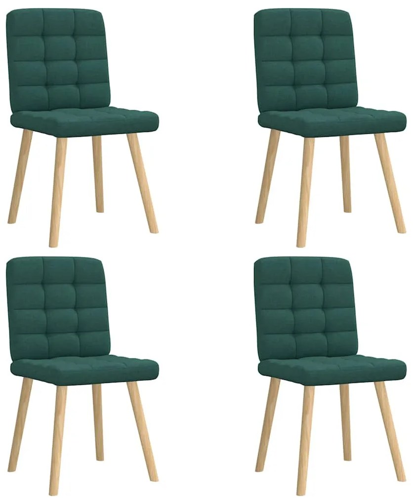 Cadeiras de jantar 4 pcs tecido verde escuro