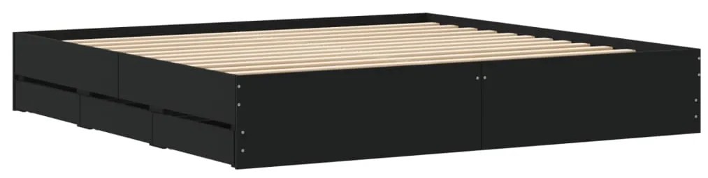 Estrutura de cama c/ gavetas 160x200 cm derivados madeira preto