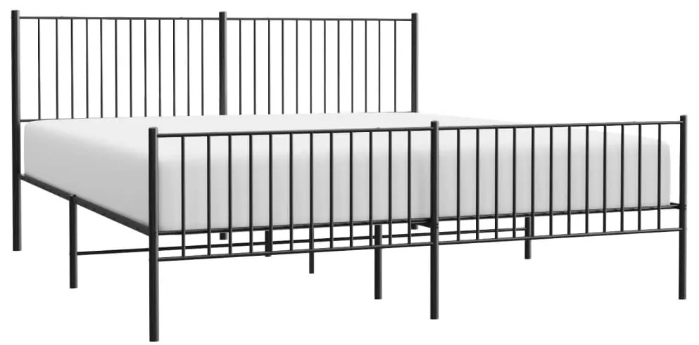 Estrutura de cama com cabeceira e pés 200x200 cm metal preto