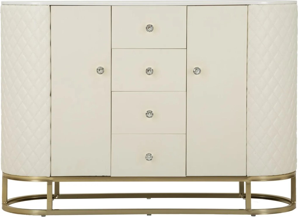ARMARIO SHARON 120X40X85 CM BRANCO E DOURADO