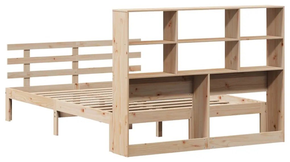 Cama com estante sem colchão 140x190 cm pinho maciço