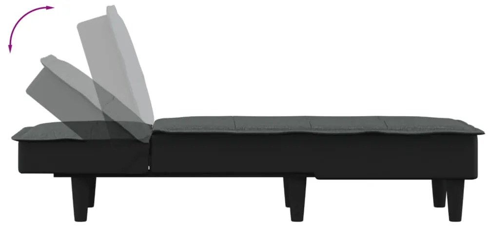 Chaise longue tecido cinzento-escuro