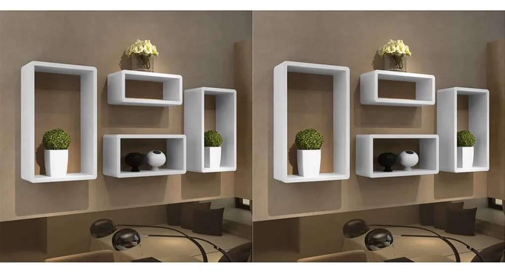 vidaXL Prateleiras de parede em forma de cubo 8 pcs branco