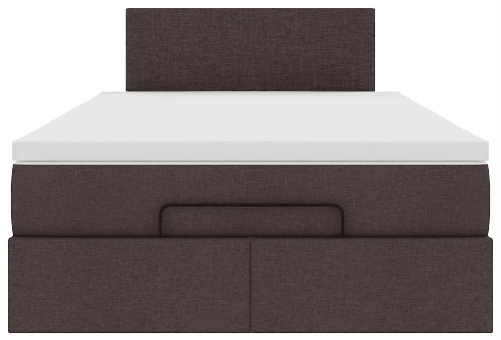 Estrutura de cama otomana com colchão 120x190cm castanho escuro