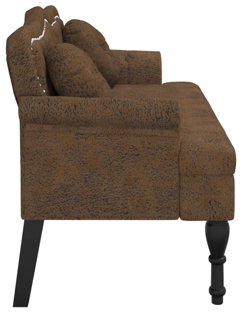 Banco c/ almofadões 120,5x65x75 cm camurça artificial castanho