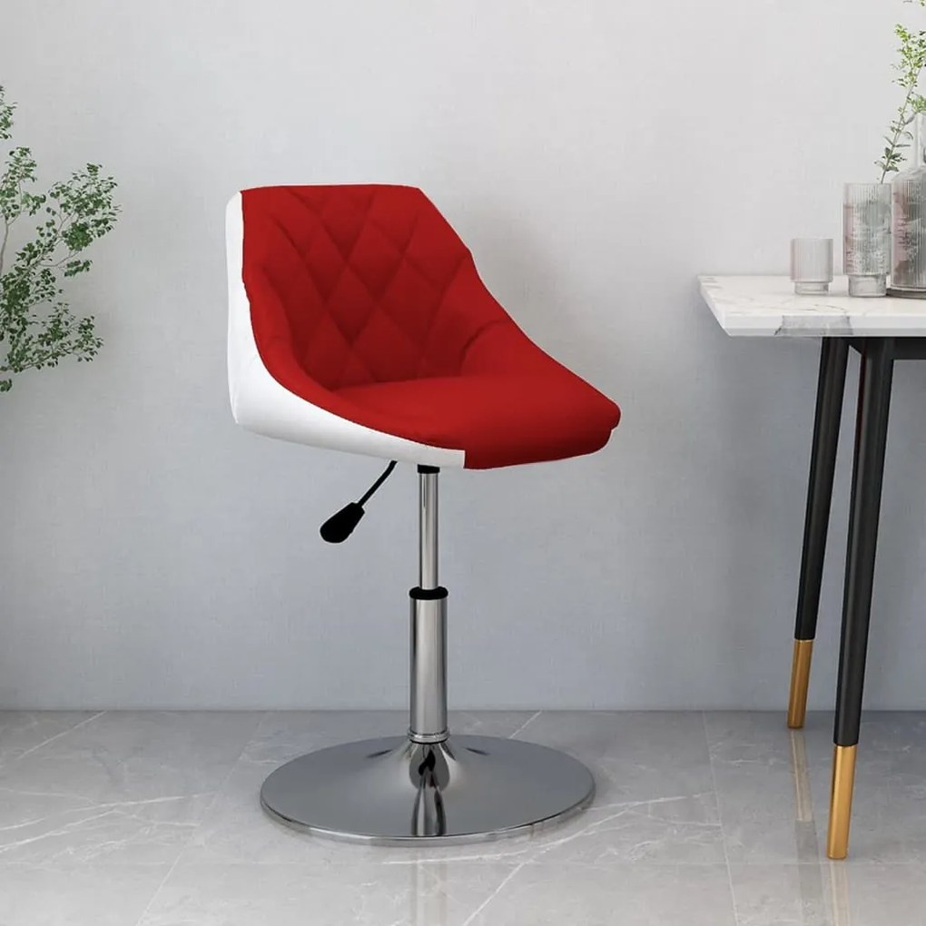 vidaXL Banco de bar couro artificial vermelho tinto e branco