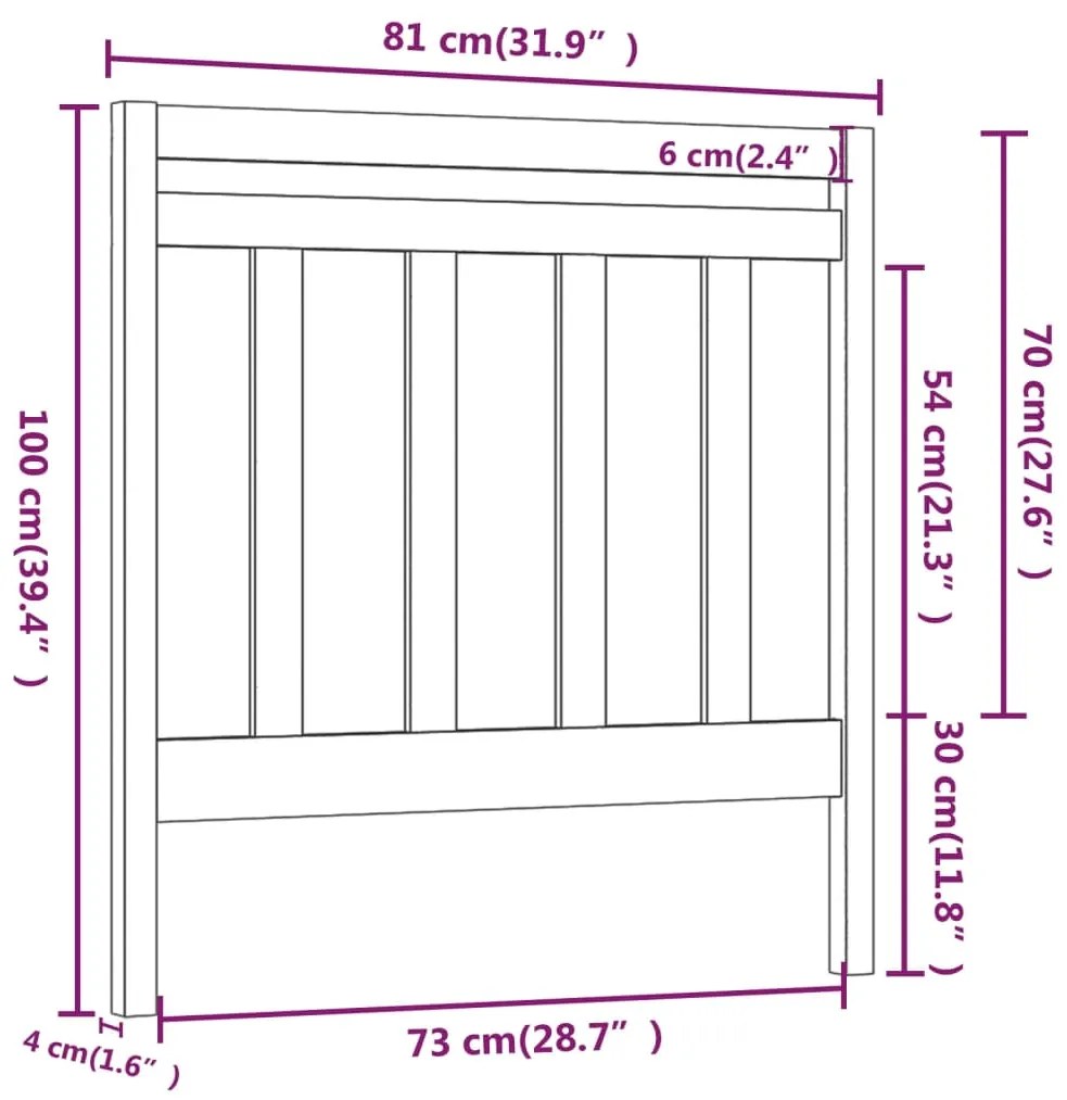 Cabeceira de cama 81x4x100 cm pinho maciço cinzento