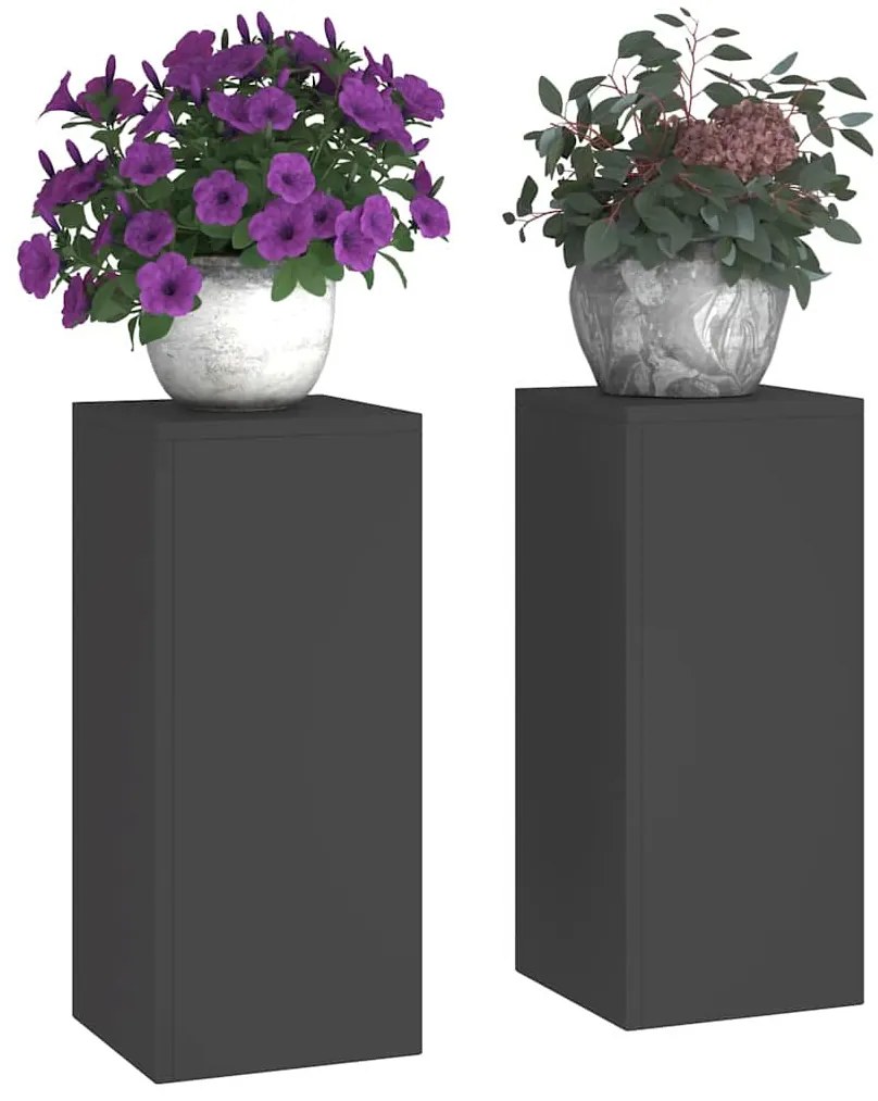 Suportes para Plantas Externos Pilar 2 pcs Preto 24x24x55 cm Aço