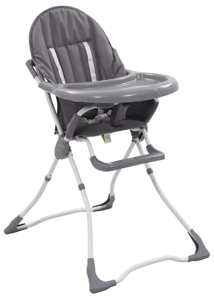 10185 vidaXL Cadeira de refeição para bebé cinzento e branco
