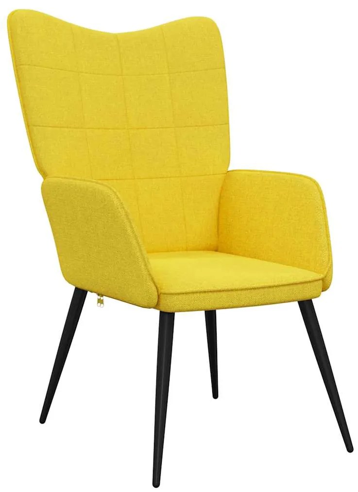 Cadeira de descanso com banco tecido amarelo mostarda