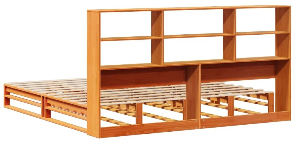 Cama sem colchão 200x200 cm madeira maciça castanho-mel