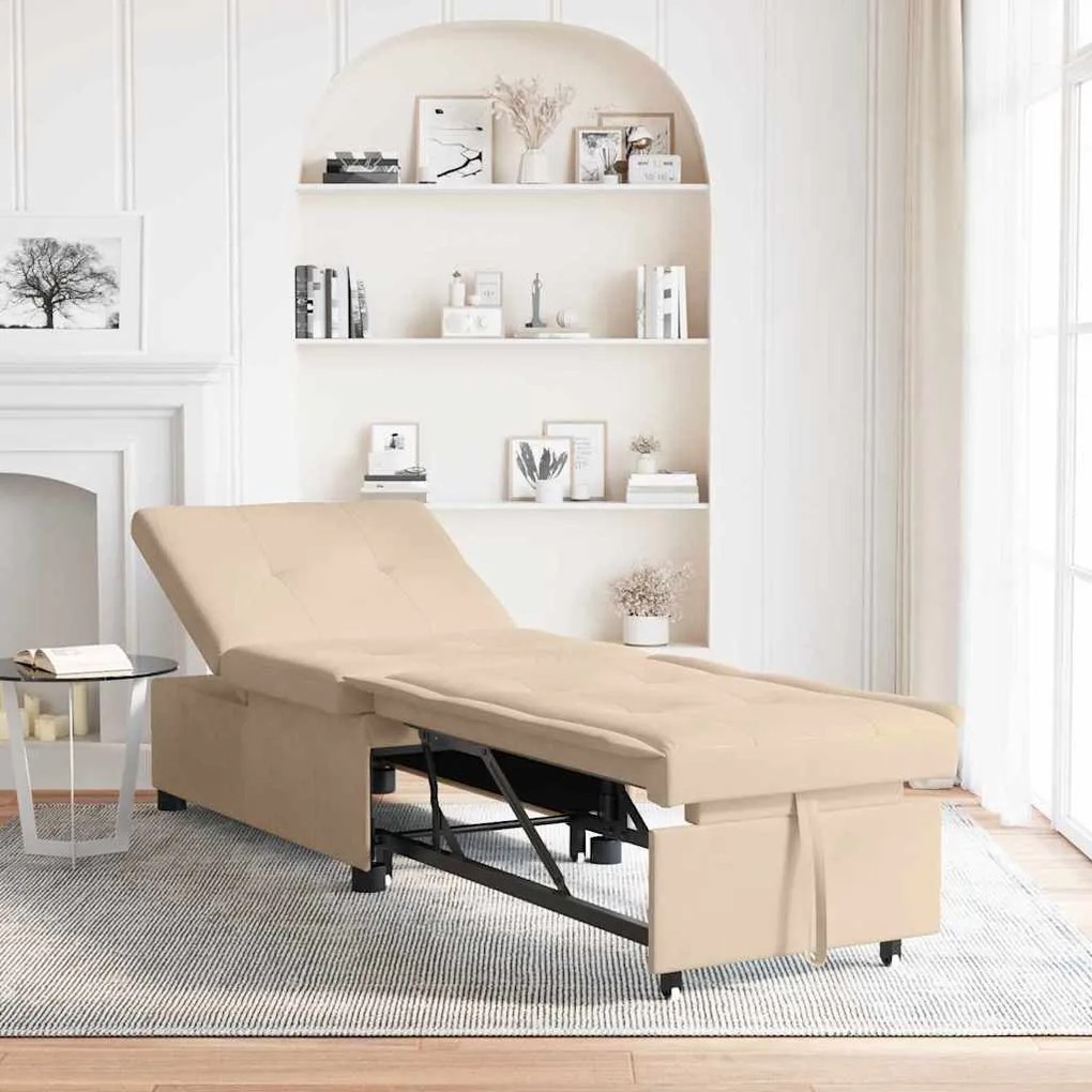 vidaXL Sofá-Cama Creme 67 x 194 x 82 cm Tecido de Microfibra