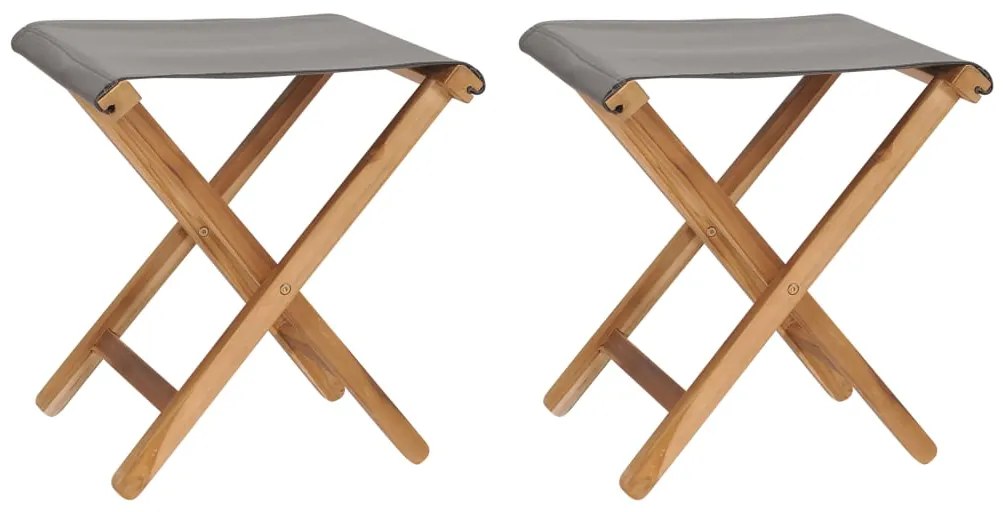 vidaXL Cadeiras dobráveis 2 pcs teca maciça e tecido cinzento-escuro