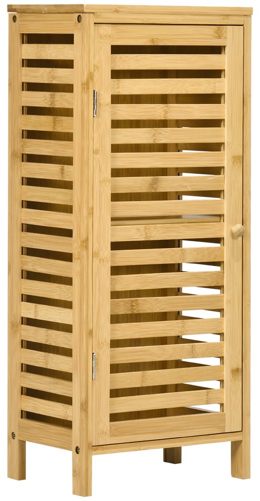 kleankin Armário Auxiliar Casa de Banho Bambu Prateleiras Ajustáveis Design Sustentável Anti-Tombo 30x19,9x70 cm Madeira | Aosom Portugal