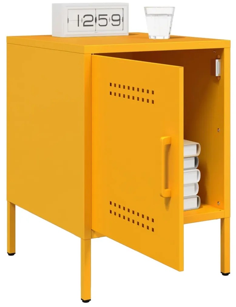Mesas de cabeceira 2 pcs 36x39x50,5 cm aço amarelo mostarda