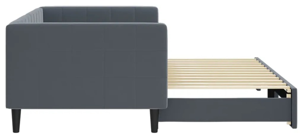 Sofá-cama com gavetão 90x200 cm veludo cinzento-escuro