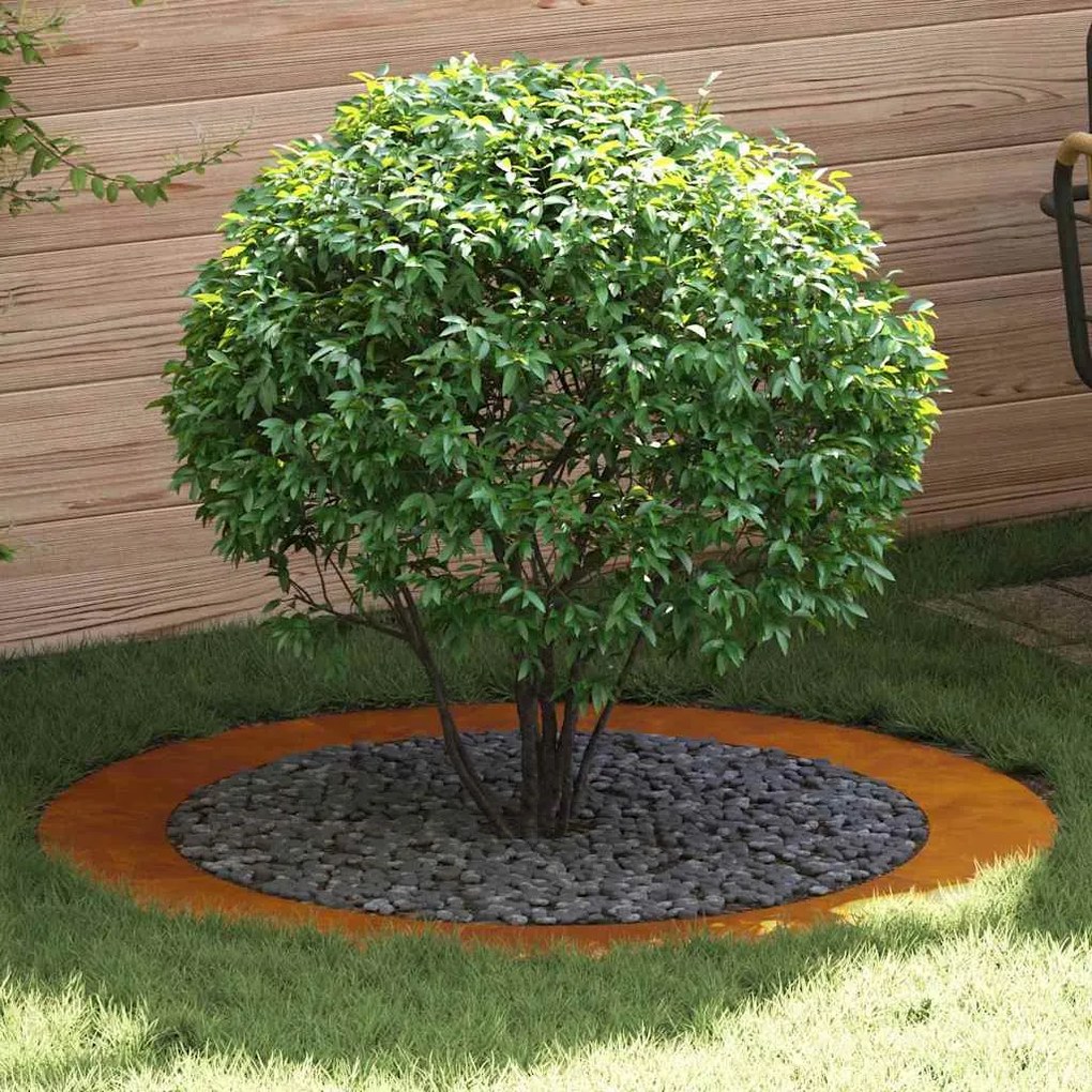 vidaXL Anel de Árvore Plano 5 pcs Ø90/120 cm - Feito de aço resistente às intempéries.