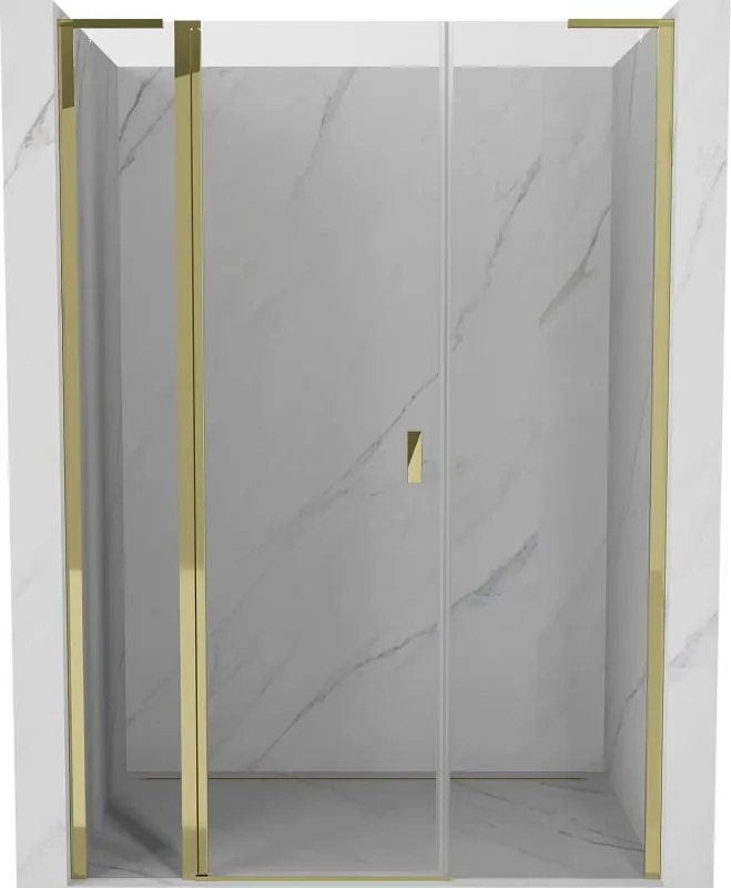 Mexen Mist L porta de chuveiro articulada 135 cm, transparente, dourada - 8A4L-135-001-50-00