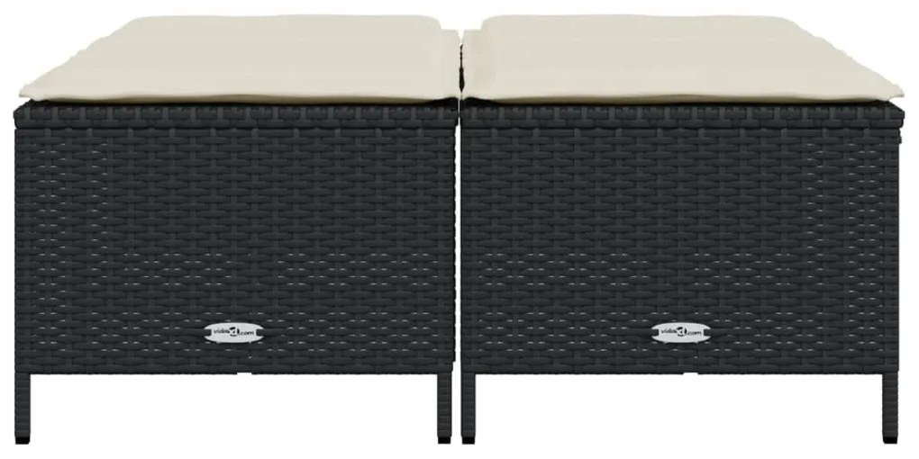 Bancos de jardim com almofadões 4 pcs vime PE preto