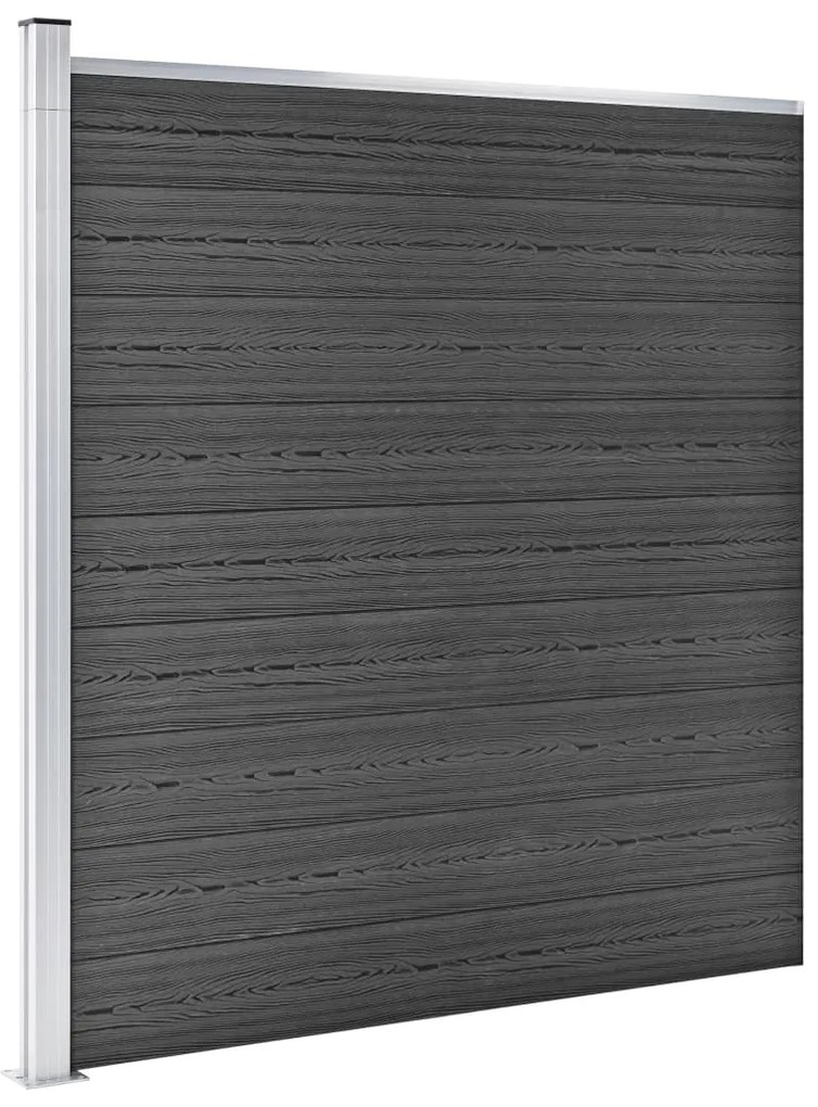 Conjunto de painel de vedação WPC 619x(105-186) cm preto
