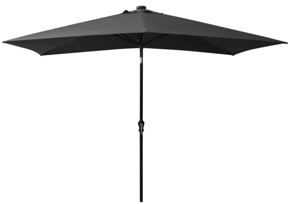 Guarda-sol de jardim c/ luzes LED/poste de aço 2x3 m antracite
