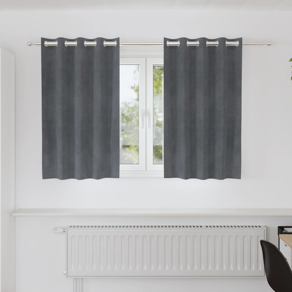 Cortinas Blackout vidaXL com Ilhós 2 pcs Veludo Cinza Claro Super