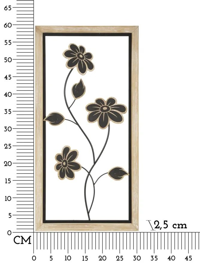 PAINEL DE PAREDE DE FERRO/MADEIRA GIRISH 30X2,5X60 CM CASTANHO E PRETO