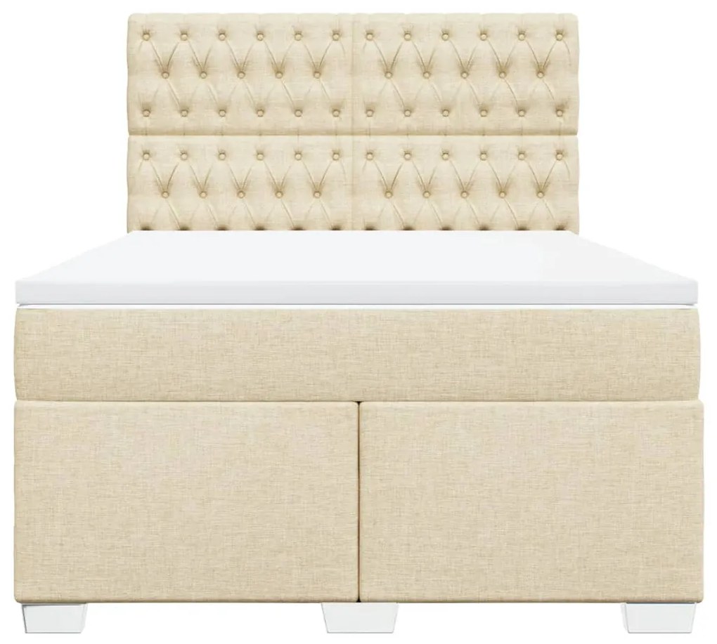 Cama com molas/colchão 140x190 cm tecido cor creme