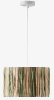 Candeeiro De Teto Ø30 Cm Em Papel Trançado Marsali Branco & Exército Verde Ø30 Cm - ↑25 Cm Marsali - Sklum