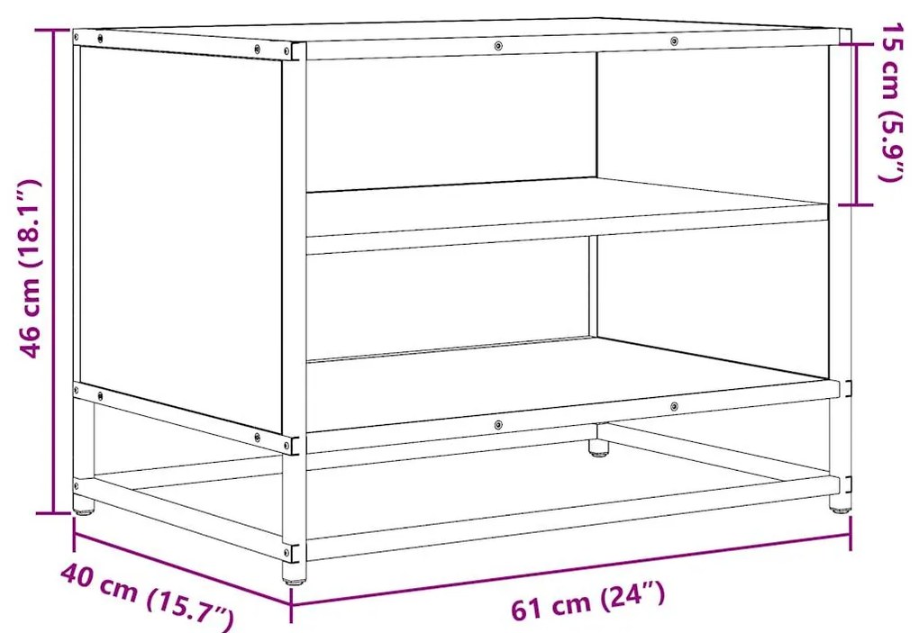 Móvel TV 61x40x46 cm derivados madeira/metal cinzento sonoma