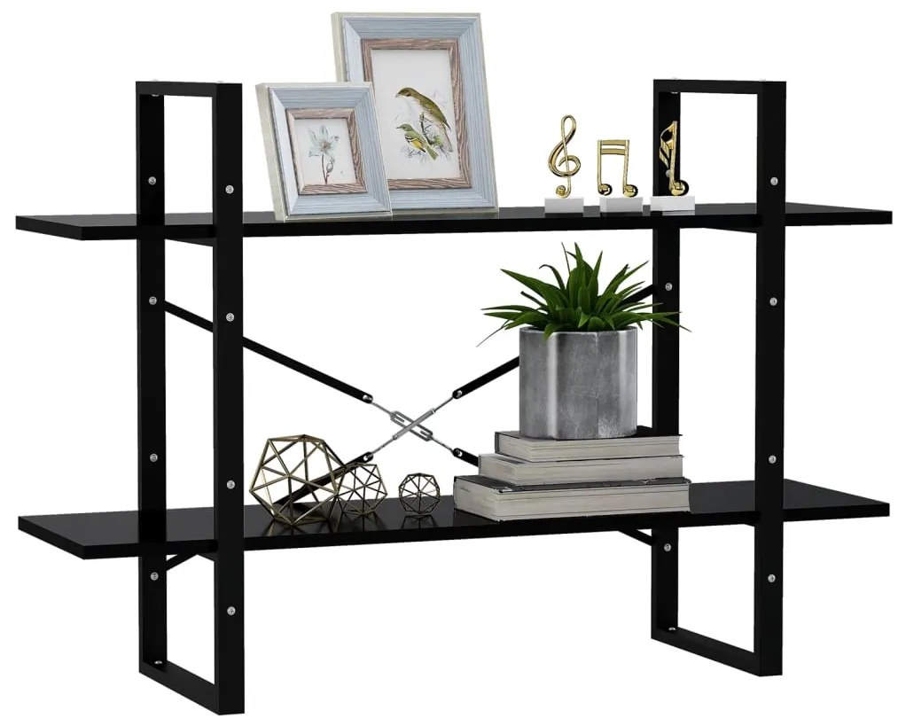 Estante com 2 prateleiras 100x30x70 cm derivados madeira preto