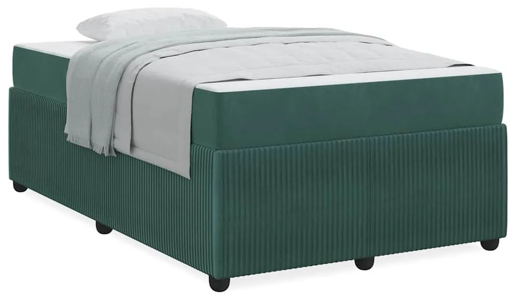 Estrutura de cama com colchão Verde-escuro 120 x 200 cm Veludo