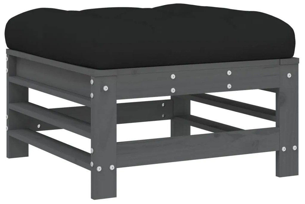 10pcs conjunto lounge jardim c/ almofadões madeira maciça cinza