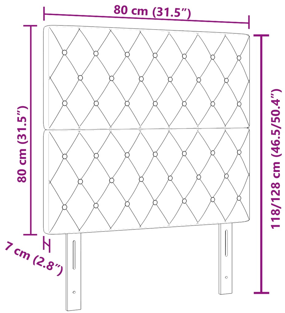 Cabeceira vidaXL Cristal Botão Tufted Rosa 80 cm Veludo, Cabeceira vid