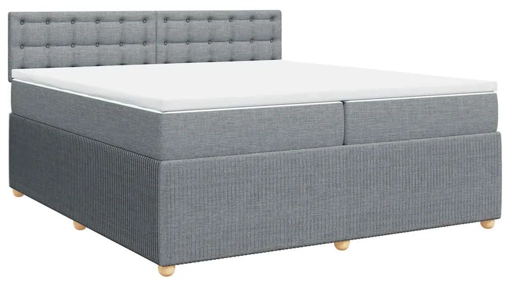 Cama com molas/colchão 200x200 cm tecido cinza-claro