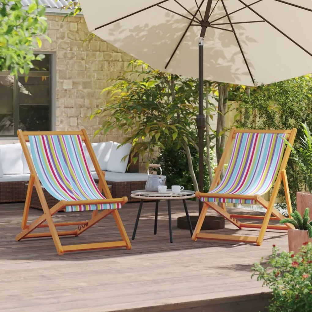 vidaXL Cadeiras de praia dobráveis 2 pcs tecido multicor