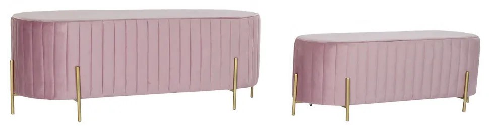 Banqueta Dkd Home Decor Cor de Rosa (123 X 50 X 45 cm) (105 X 39 X 37 cm) (2 Pcs)