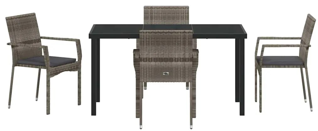 Conjunto de 4 Cadeiras de Jardim 5 pcs Cinzeto 140 x 70 x 73 cm